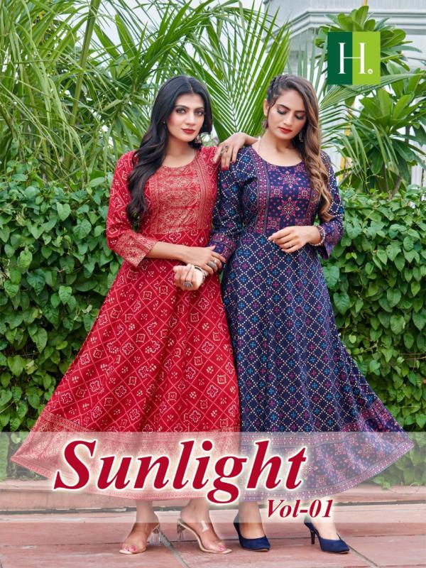 Hirwa Sunlight vol1 Rayon Designer anarkali Kurti collection